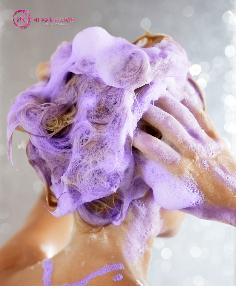 Recoloring Platinum blonde Vietnamese Hair with Purple Shampoo