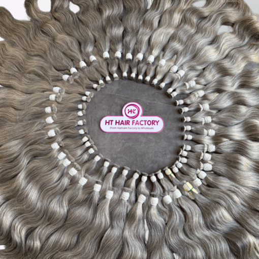 Natural White Grey Bulk Human Hair Bundles – 100% Raw Vietnamese Hair by HT Hair Factory