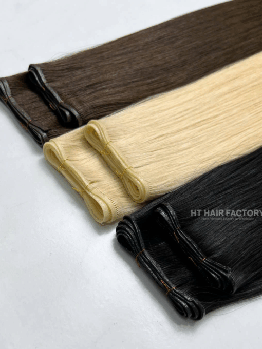 Genius Weft Hair Extensions Double Weft One Donor Virgin 100% Vietnamese Invisible Human Super Double Drawn