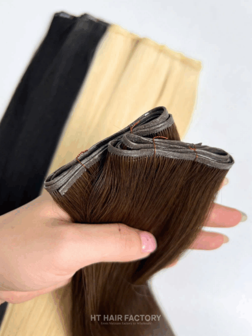 Genius Weft Hair Extensions Double Weft One Donor Virgin 100% Vietnamese Invisible Human Super Double Drawn