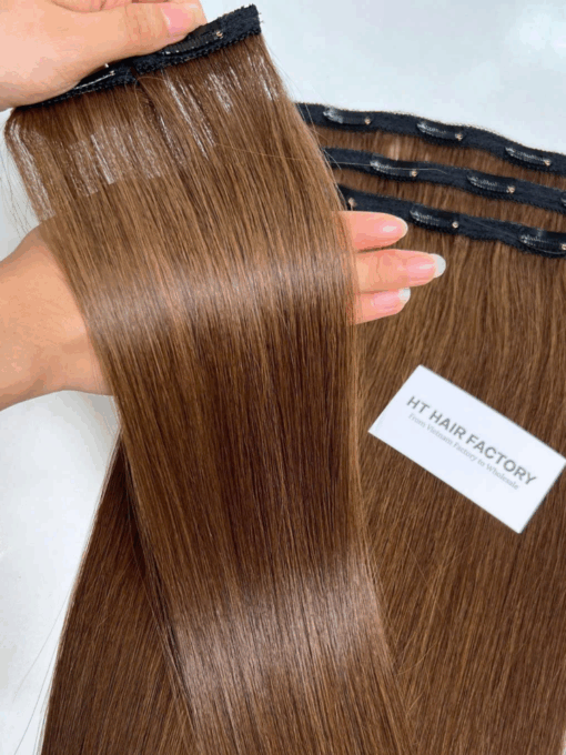Clip In Extensions Natural Straight Human Hair Extensions Double Drawn Top 1 Vietnamese Raw Hair Supplier
