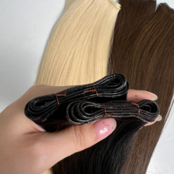 Genius Weft Hair Extensions Double Weft One Donor Virgin 100% Vietnamese Invisible Human Super Double Drawn
