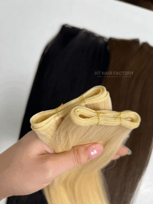 Genius Weft Hair Extensions Double Weft One Donor Virgin 100% Vietnamese Invisible Human Super Double Drawn