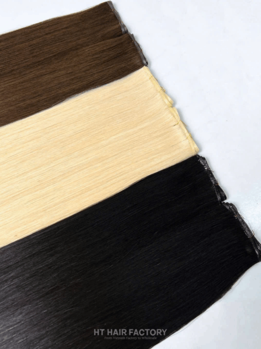 Genius Weft Hair Extensions Double Weft One Donor Virgin 100% Vietnamese Invisible Human Super Double Drawn