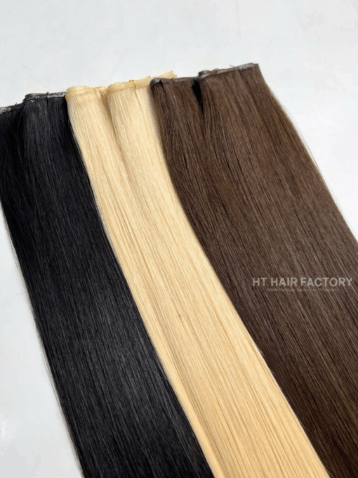 Genius Weft Hair Extensions Double Weft One Donor Virgin 100% Vietnamese Invisible Human Super Double Drawn