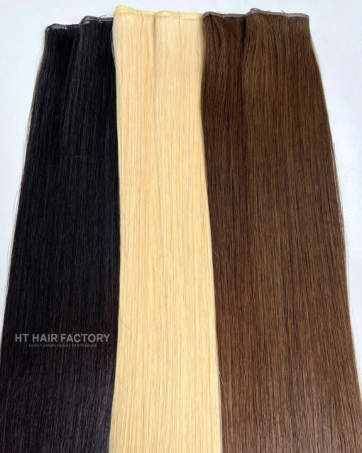 Wholesale Genius Weft Hair Extensions Double Weft One Donor Virgin 100% Vietnamese Invisible Human Double Drawn Skin Weft Hair Extension - Image 2