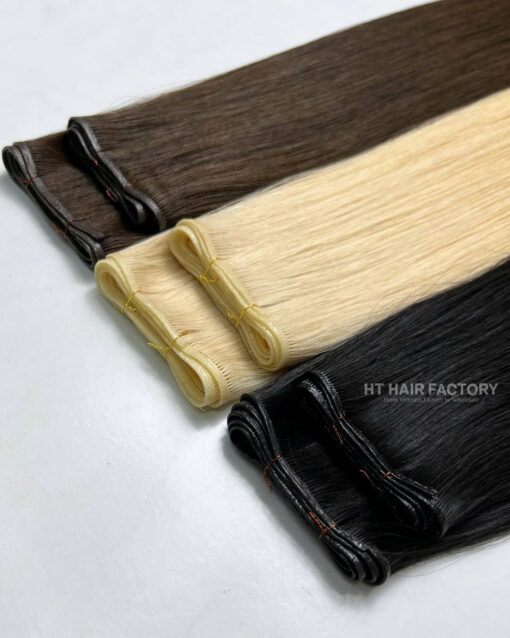 Wholesale Genius Weft Hair Extensions Double Weft One Donor Virgin 100% Vietnamese Invisible Human Double Drawn Skin Weft Hair Extension - Image 3