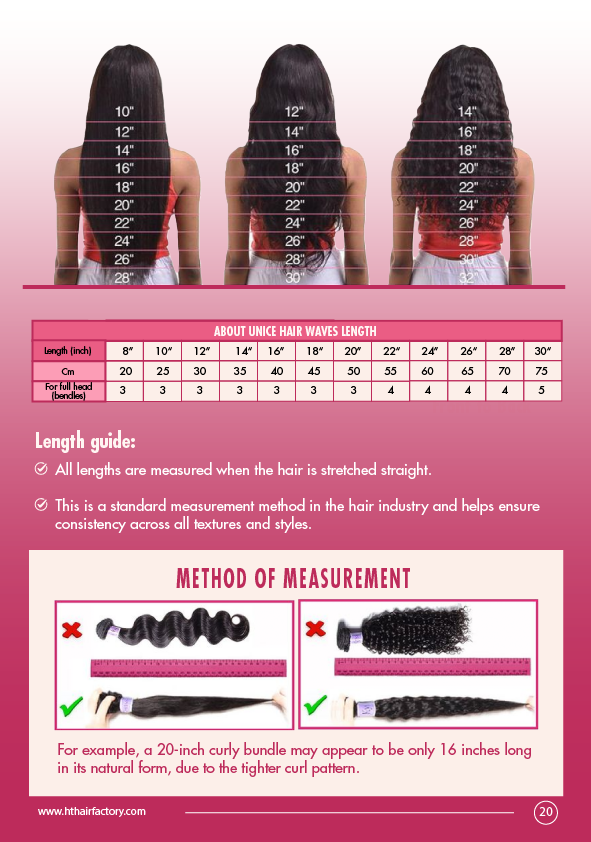 Bone Straight Ombre Brown-tip Wigs Measurement
