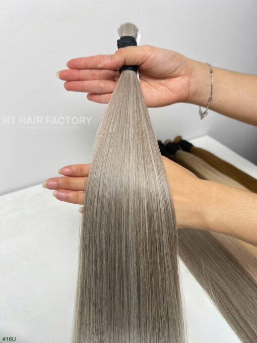 Bulk Hair Colored #Grey #16U  #PLATINUM #BB #SM 100% Vietnamese Raw - Image 5