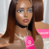Bone Straight Ombre Brown-tip Color 4×4 Lace Closure Wigs 12 inches