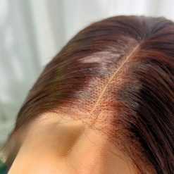 Bone Straight Ombre Black Brown Color 4×4 Lace Closure Wigs 12 inches