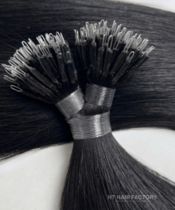 Nano Ring Hair Extensions Natural Black Color Vietnamese Straight Human Hair Very Hot
