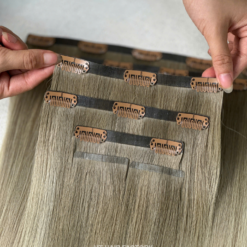 Seamless Clip-in Hair Extensions Natural Straight #SB Color 100% Vietnamese Raw Virgin Hair Wholesale Price