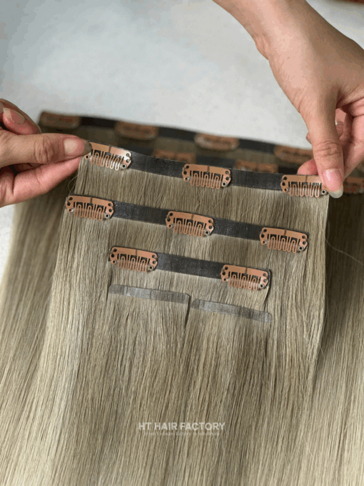 Seamless Clip-in Hair Extensions Natural Straight #SB Color 100% Vietnamese Raw Virgin Hair Wholesale Price