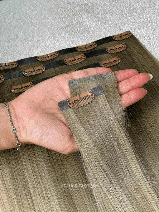 Seamless Clip-in Hair Extensions Natural Straight #SB Color 100% Vietnamese Raw Virgin Hair Wholesale Price
