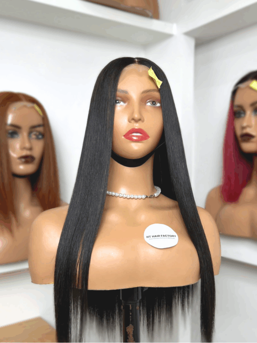 Bone Straight 5×5 Lace Closure Wigs Natural Black Color 20 inches