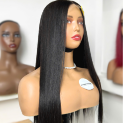Bone Straight 5×5 Lace Closure Wigs Natural Black Color 20 inches