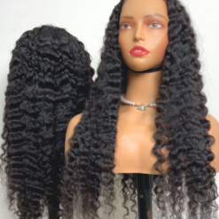 Burmese Curly No Lace V-Part Wigs Black Color 22 inches