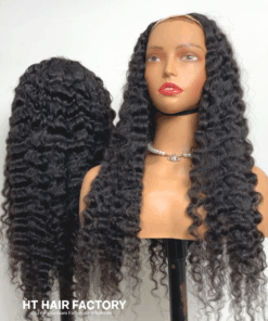 Burmese Curly No Lace V-Part Wigs Black Color 22 inches