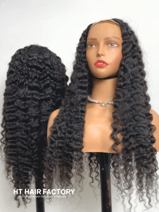 Burmese Curly No Lace V-Part Wigs Black Color 22 inches