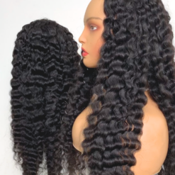 Burmese Curly No Lace V-Part Wigs Black Color 22 inches