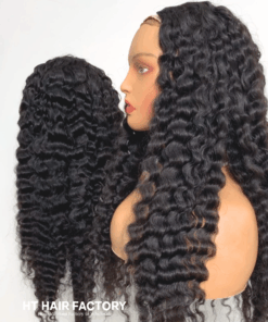 Burmese Curly No Lace V-Part Wigs Black Color 22 inches