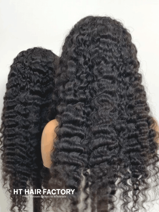 Burmese Curly No Lace V-Part Wigs Black Color 22 inches