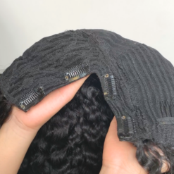 Burmese Curly No Lace V-Part Wigs Black Color 22 inches