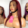 Bone Straight 13x6 Lace Frontal Wigs Dark Cherry Color 18 inches