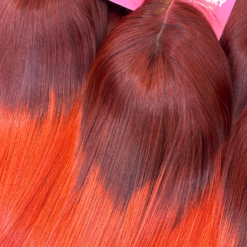 Bone Straight 4×4 Lace Closure Wigs Ombre Red Color All Length