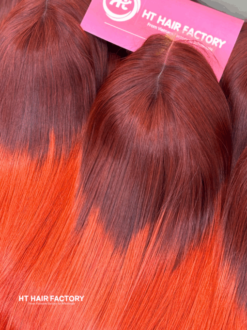 Bone Straight 4×4 Lace Closure Wigs Ombre Red Color All Length