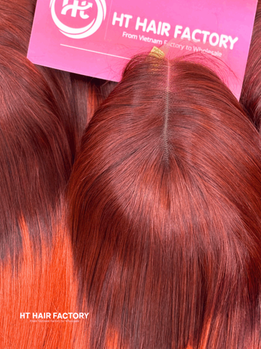 Bone Straight 4×4 Lace Closure Wigs Ombre Red Color All Length