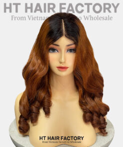 Bouncy Hair 2x6 Lace Frontal Wigs Ombre Brown Color 20 inches