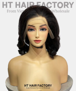 Bouncy Hair 13x4 Lace Frontal Wigs Black Color 14 inches