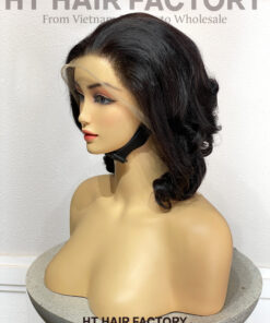 Bouncy Hair 13x4 Lace Frontal Wigs Black Color 14 inches