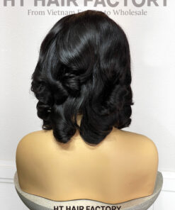 Bouncy Hair 13x4 Lace Frontal Wigs Black Color 14 inches