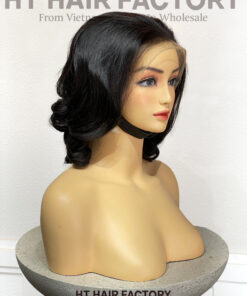 Bouncy Hair 13x4 Lace Frontal Wigs Black Color 14 inches