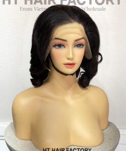 Bouncy Hair 13x4 Lace Frontal Wigs Black Color 14 inches