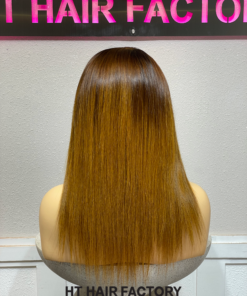 Bone Straight 2x6 Lace Frontal Wigs Black Root Brown Color 16 inches