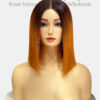 Bone Straight 2x6 Lace Frontal Wigs Dark Root Ginger Color 12 inches
