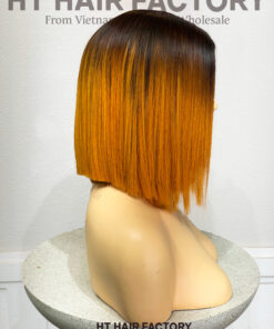 Bone Straight 2x6 Lace Frontal Wigs Dark Root Ginger Color 12 inches