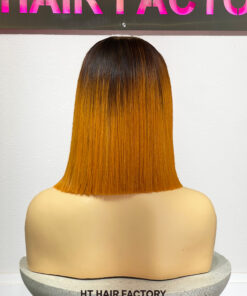 Bone Straight 2x6 Lace Frontal Wigs Dark Root Ginger Color 12 inches