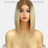 Bone Straight 2x6 Lace Frontal Wigs Rooted Blonde Color 10 inches