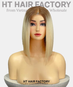 Bone Straight 2x6 Lace Frontal Wigs Rooted Blonde Color 10 inches