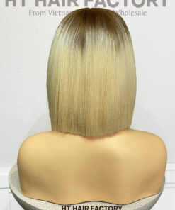 Bone Straight 2x6 Lace Frontal Wigs Rooted Blonde Color 10 inches