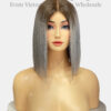 Bone Straight 2x6 Lace Frontal Wigs Shadow Root Silver Blonde Color 10 inches