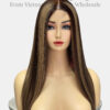 Bone Straight 2x6 Lace Frontal Wigs Piano Honey Blonde Highlights Color 14 inches