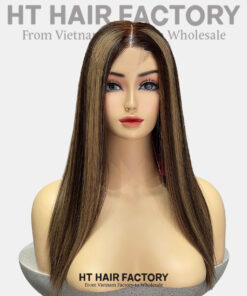 Bone Straight 2x6 Lace Frontal Wigs Piano Honey Blonde Highlights Color 14 inches