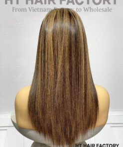 Bone Straight 2x6 Lace Frontal Wigs Piano Honey Blonde Highlights Color 14 inches