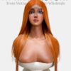 Bone Straight 2x6 Lace Frontal Wigs Burnt Orange Color 20 inches